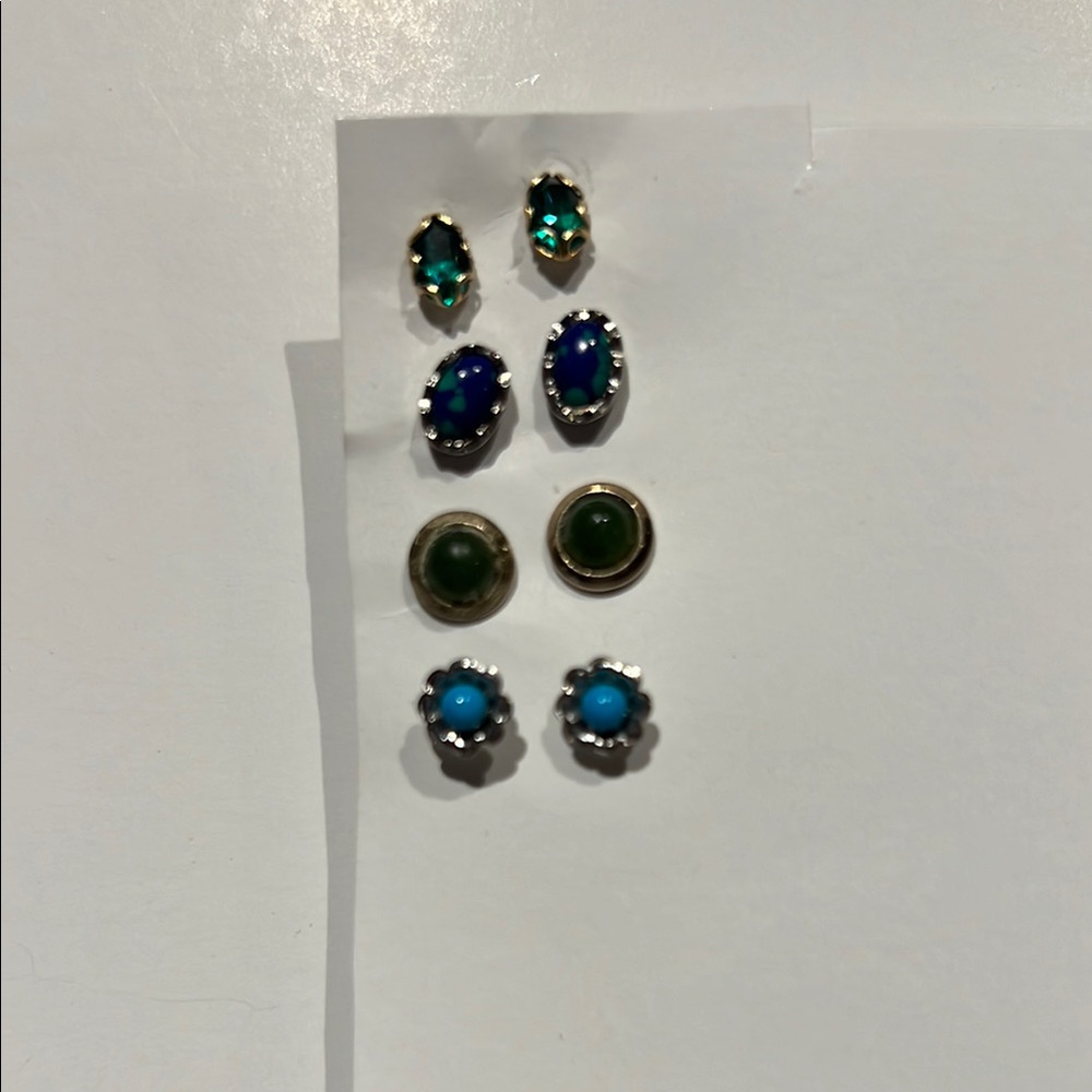 Elegant Multicolor Stud Earrings Set